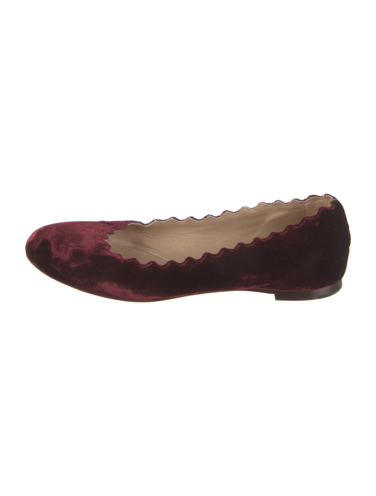 Chloé Velvet Scalloped Accent Ballet Flats