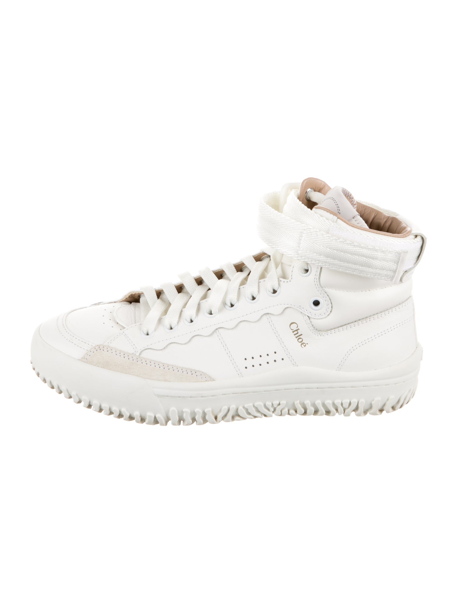 Chloé Leather Scalloped Accent Sneakers