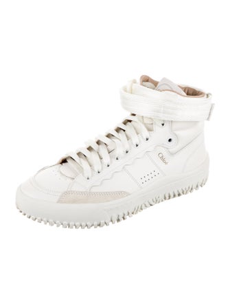 Chloé Leather Scalloped Accent Sneakers