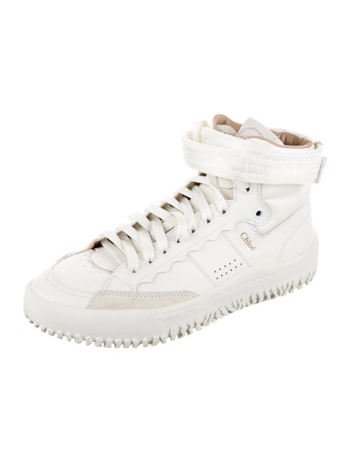 Chloé Leather Scalloped Accent Sneakers