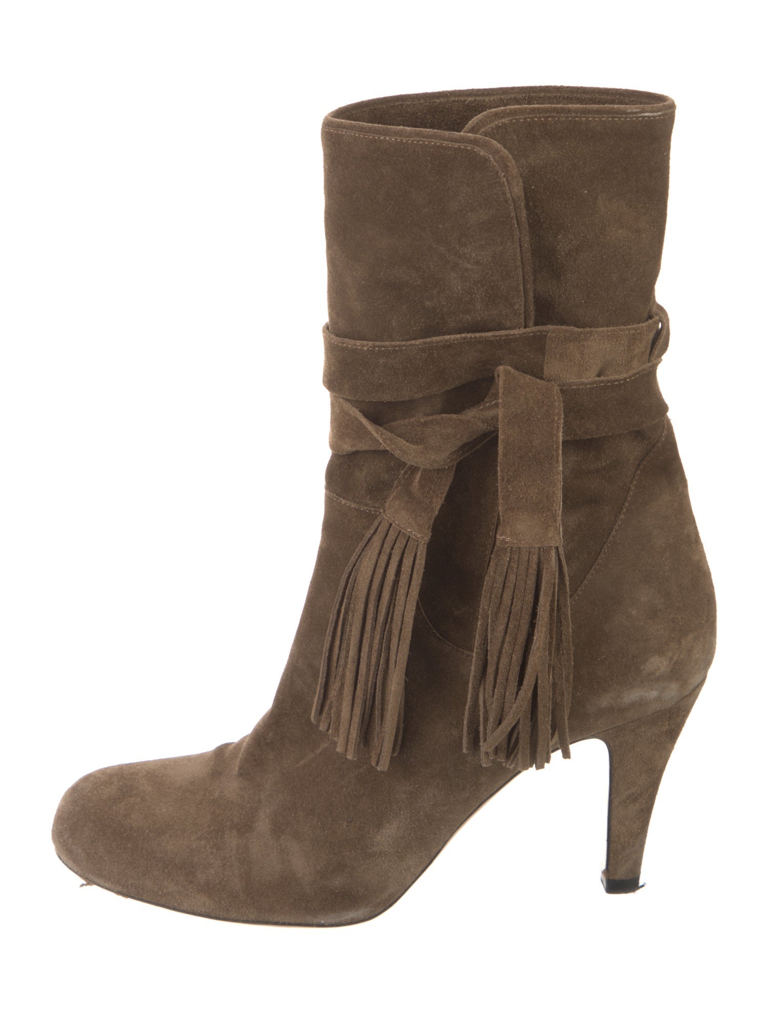 Chloé Suede Fringe Trim Accent Boots