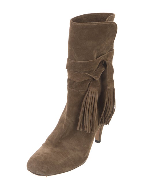 Chloé Suede Fringe Trim Accent Boots