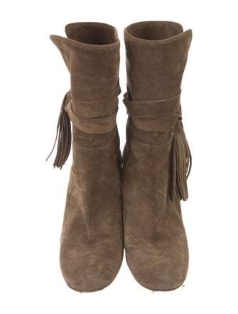 Chloé Suede Fringe Trim Accent Boots