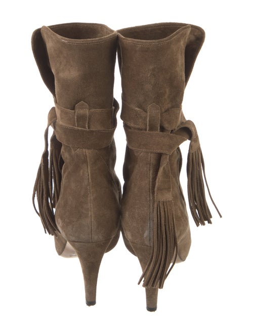 Chloé Suede Fringe Trim Accent Boots