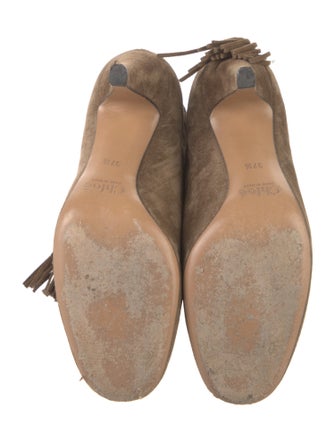 Chloé Suede Fringe Trim Accent Boots