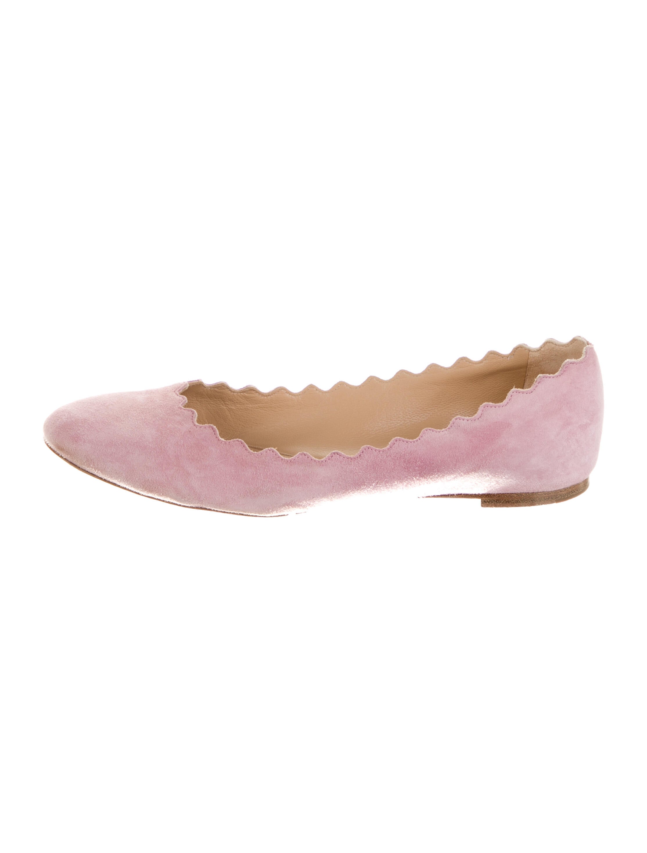 Chloé Suede Scalloped Accent Ballet Flats