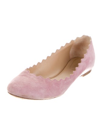 Chloé Suede Scalloped Accent Ballet Flats