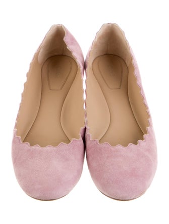 Chloé Suede Scalloped Accent Ballet Flats