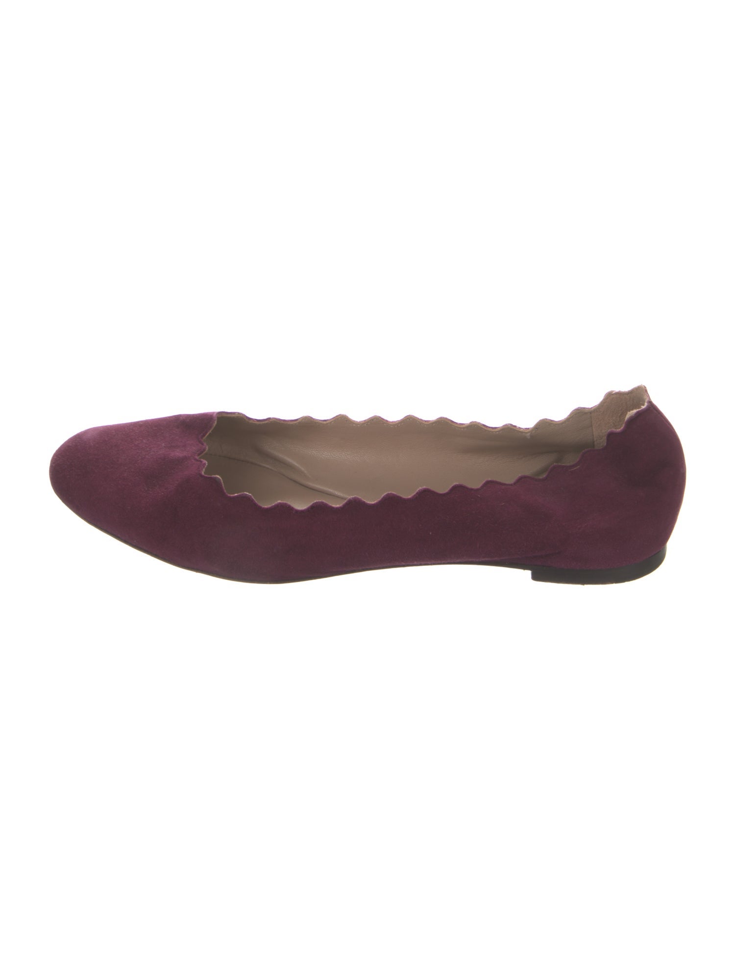 Chloé Suede Scalloped Accent Ballet Flats