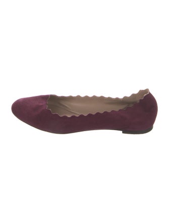 Chloé Suede Scalloped Accent Ballet Flats