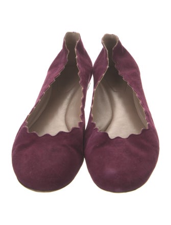 Chloé Suede Scalloped Accent Ballet Flats