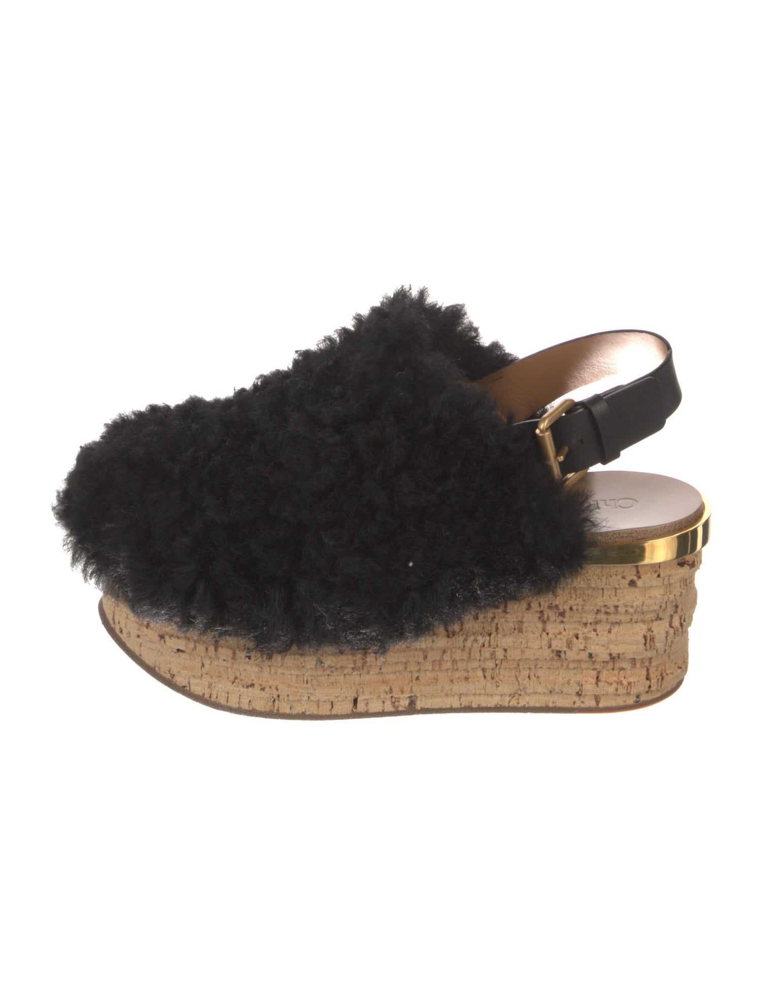 Chloé Shearling Animal Print Slingback Pumps