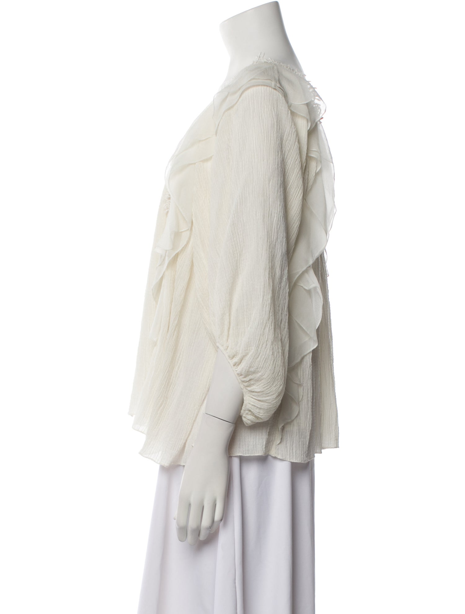 Chloé Square Neckline Three-Quarter Sleeve Blouse