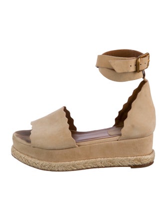 Chloé Suede Scalloped Accent Espadrilles