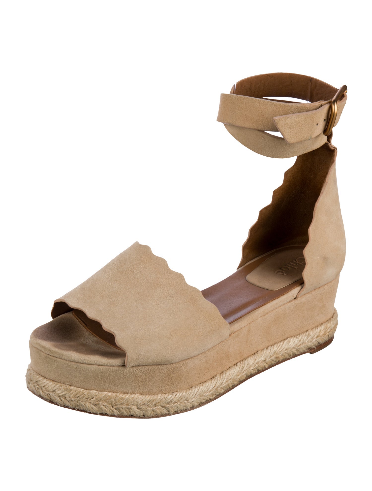 Chloé Suede Scalloped Accent Espadrilles