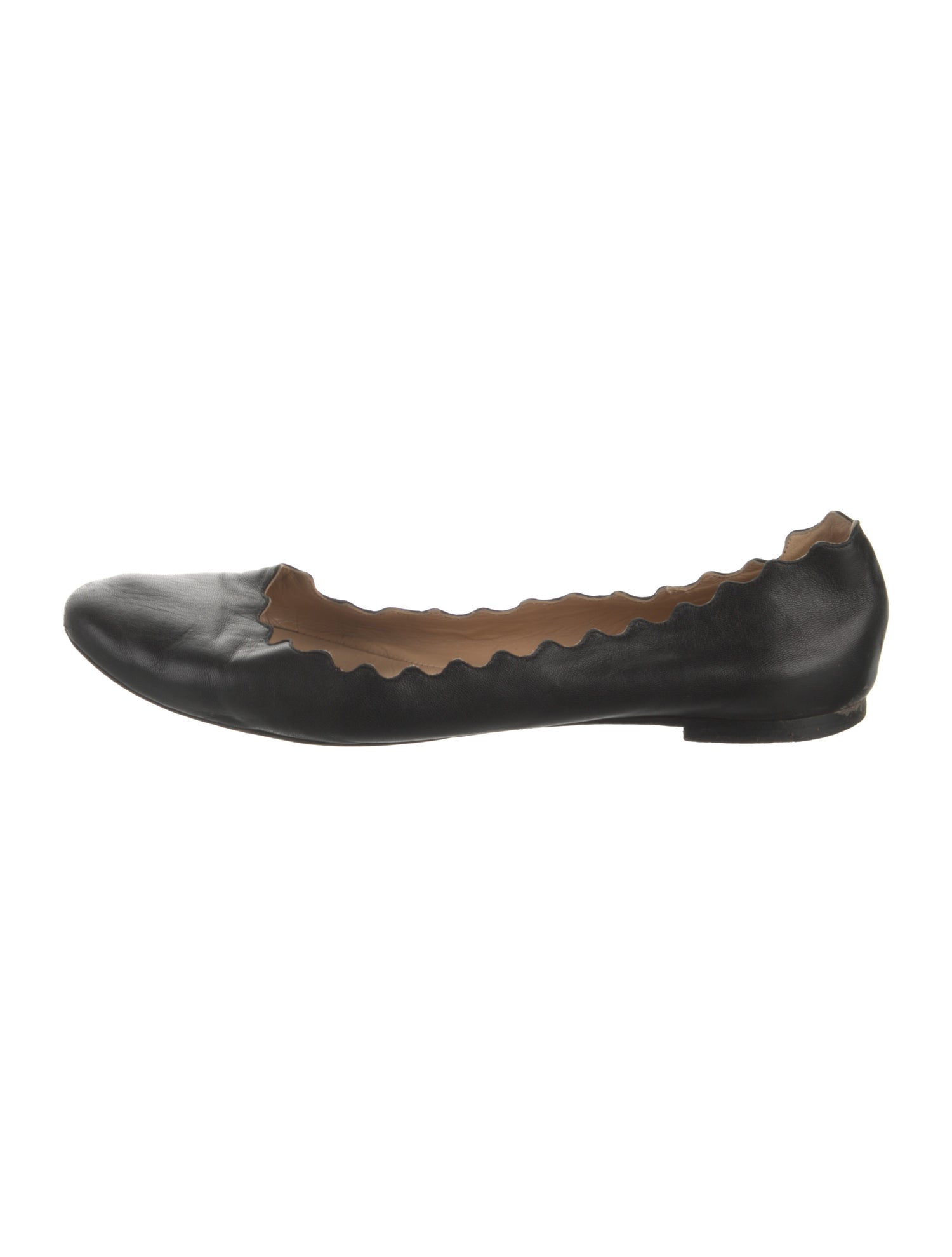Chloé Leather Scalloped Accent Ballet Flats