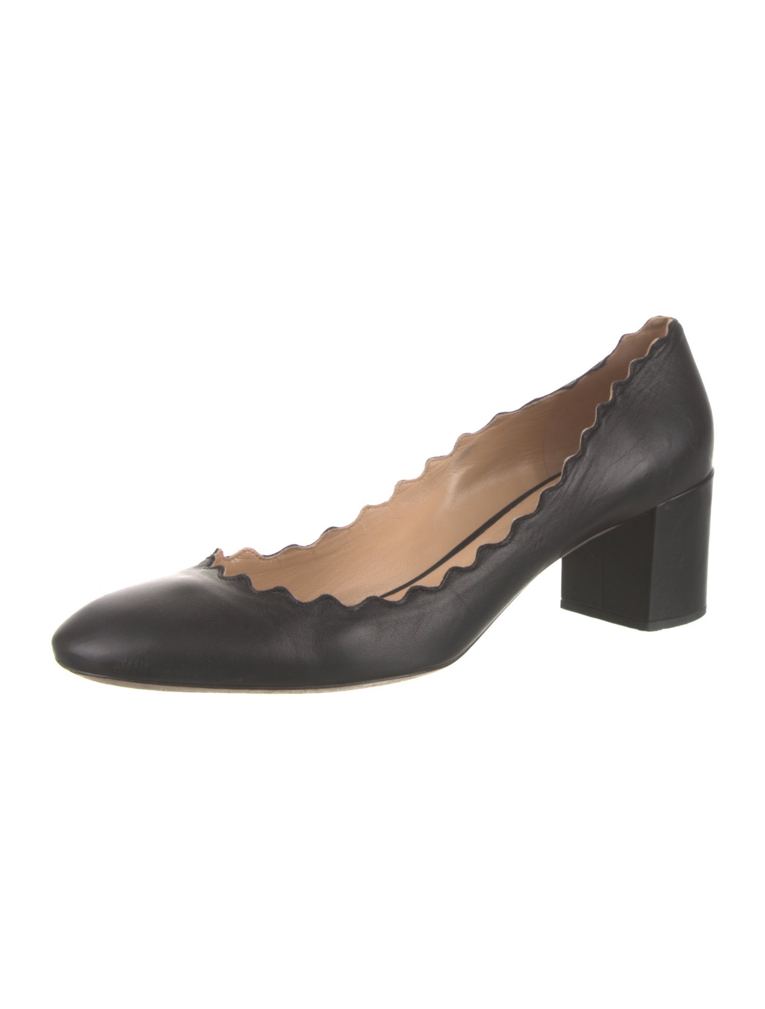 Chloé Leather Scalloped Accent Pumps