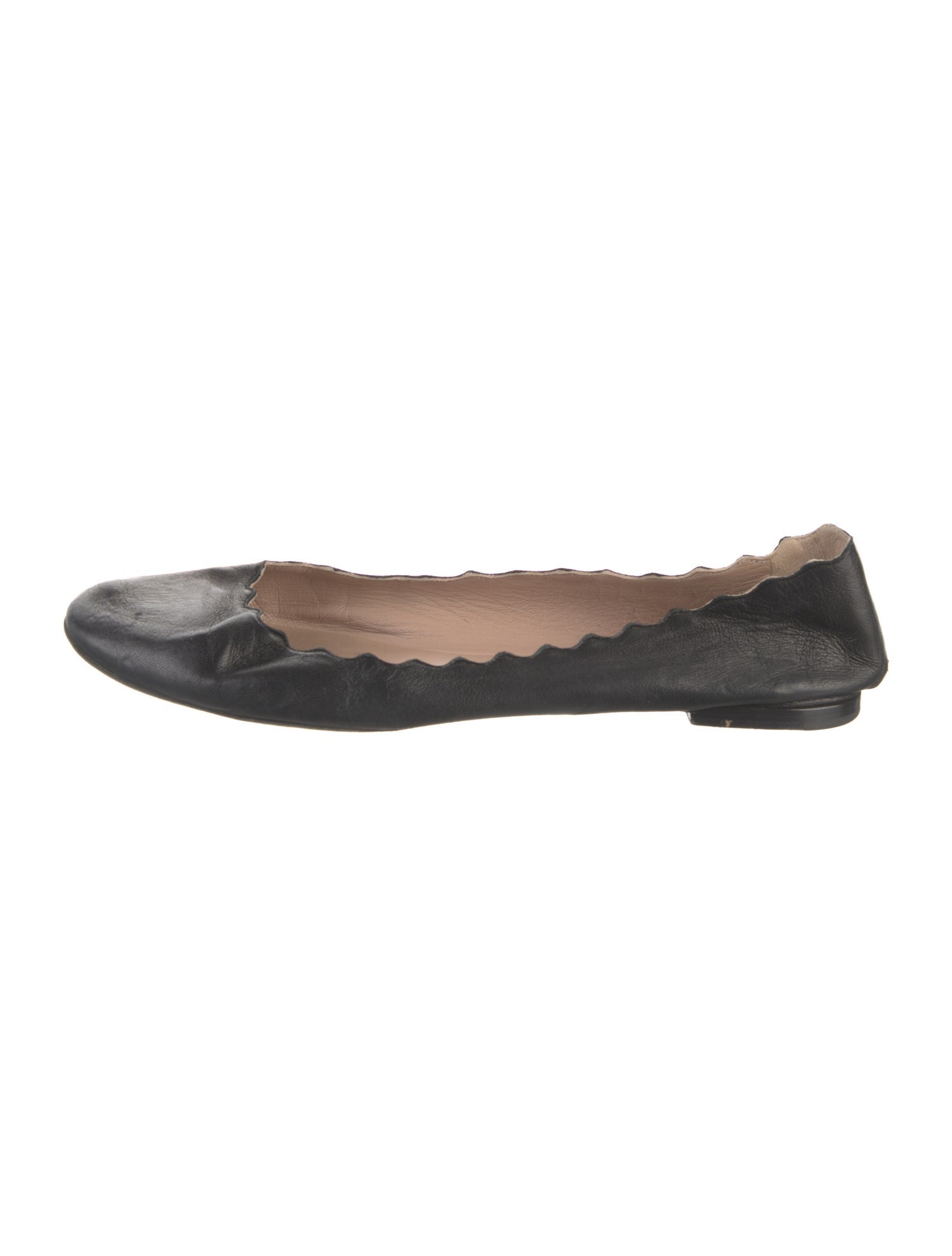 Chloé Leather Scalloped Accent Ballet Flats