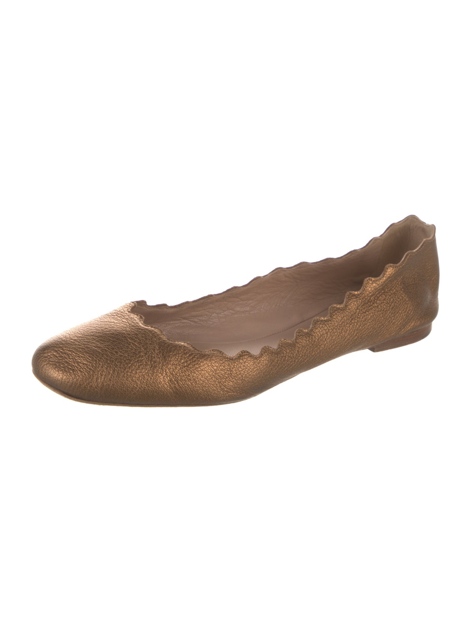 Chloé Leather Scalloped Accent Ballet Flats