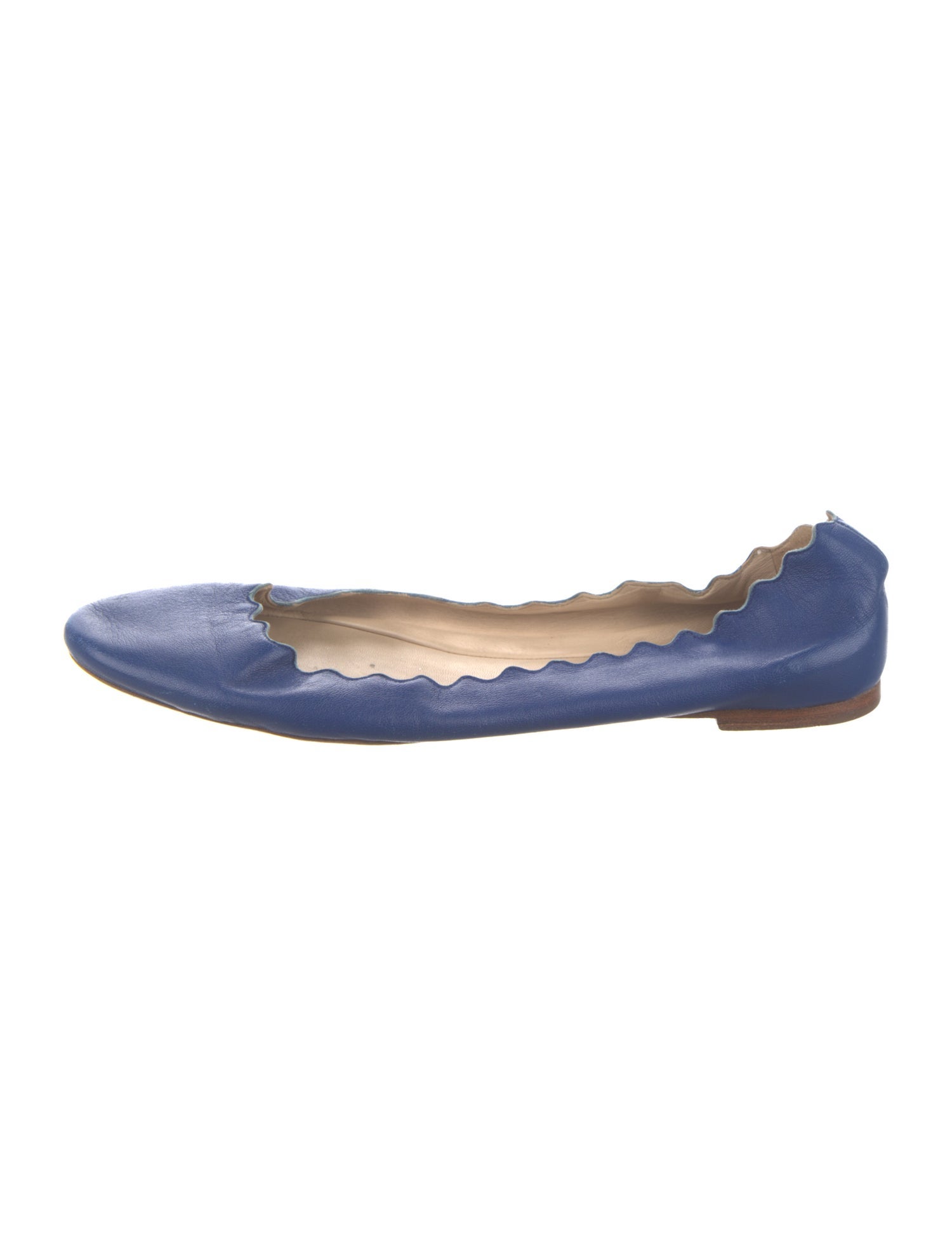 Chloé Leather Scalloped Accent Ballet Flats