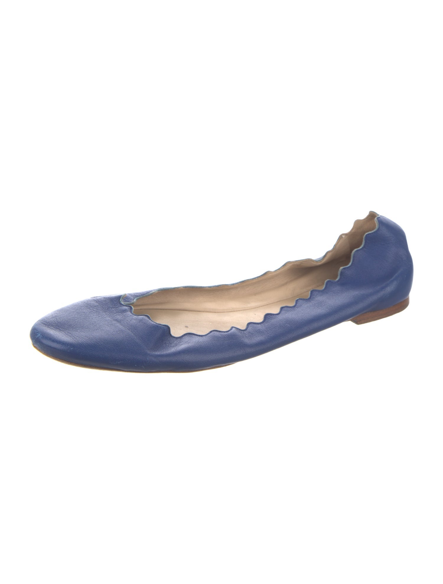 Chloé Leather Scalloped Accent Ballet Flats