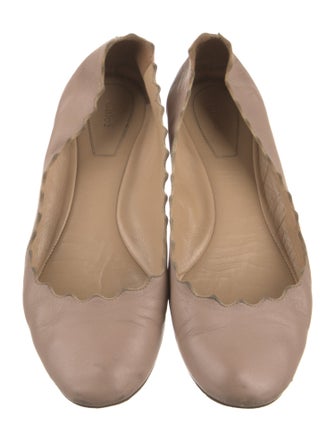 Chloé Leather Scalloped Accent Ballet Flats