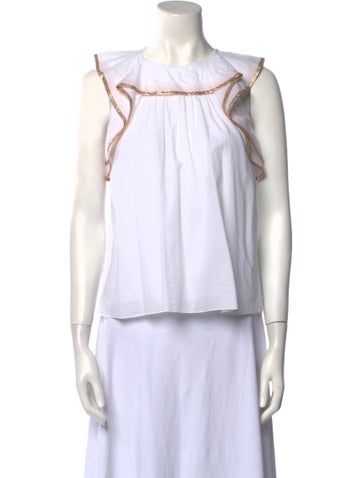 Chloé Tops Bateau Neckline Sleeveless Crop Top XL