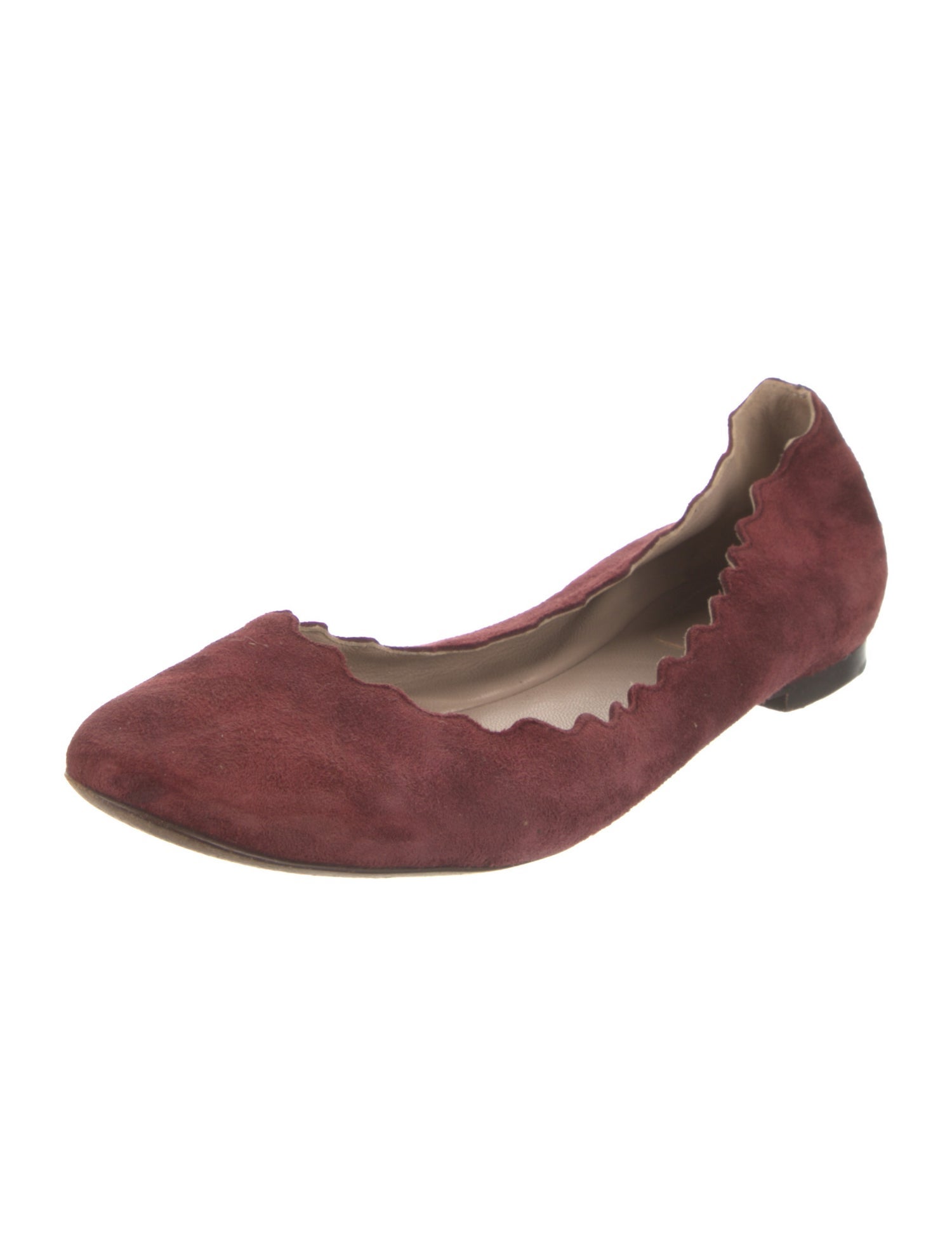 Chloé Suede Scalloped Accent Flats