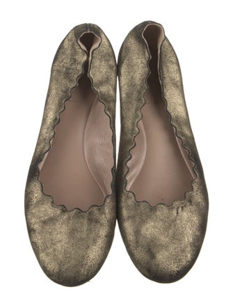 Chloé Leather Scalloped Accent Flats