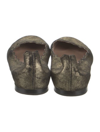 Chloé Leather Scalloped Accent Flats