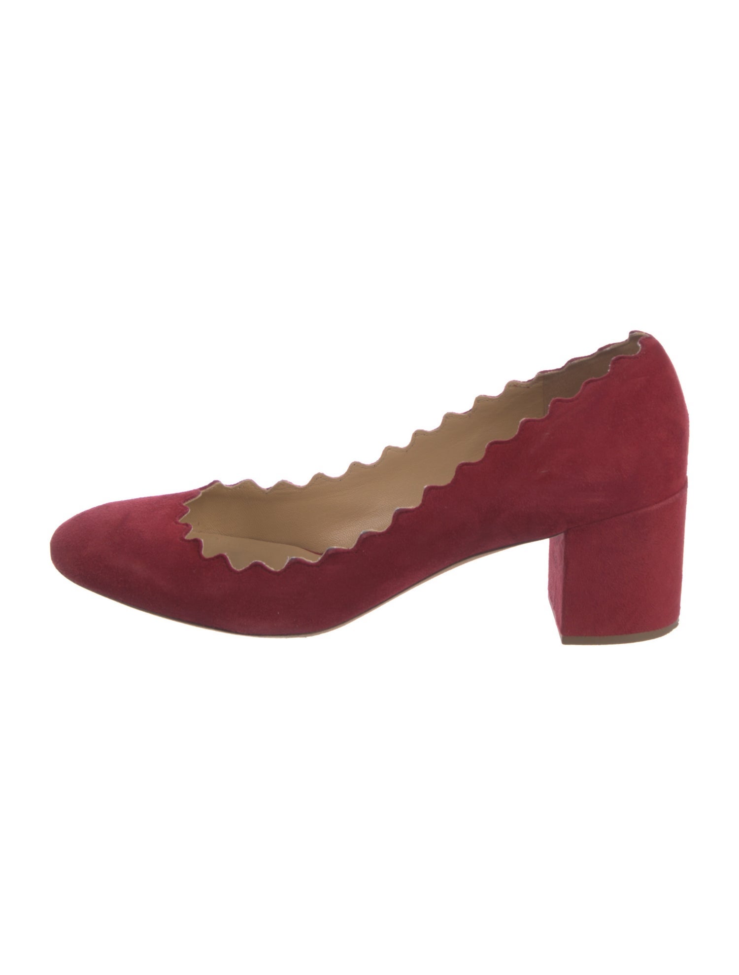 Chloé Suede Scalloped Accent Pumps