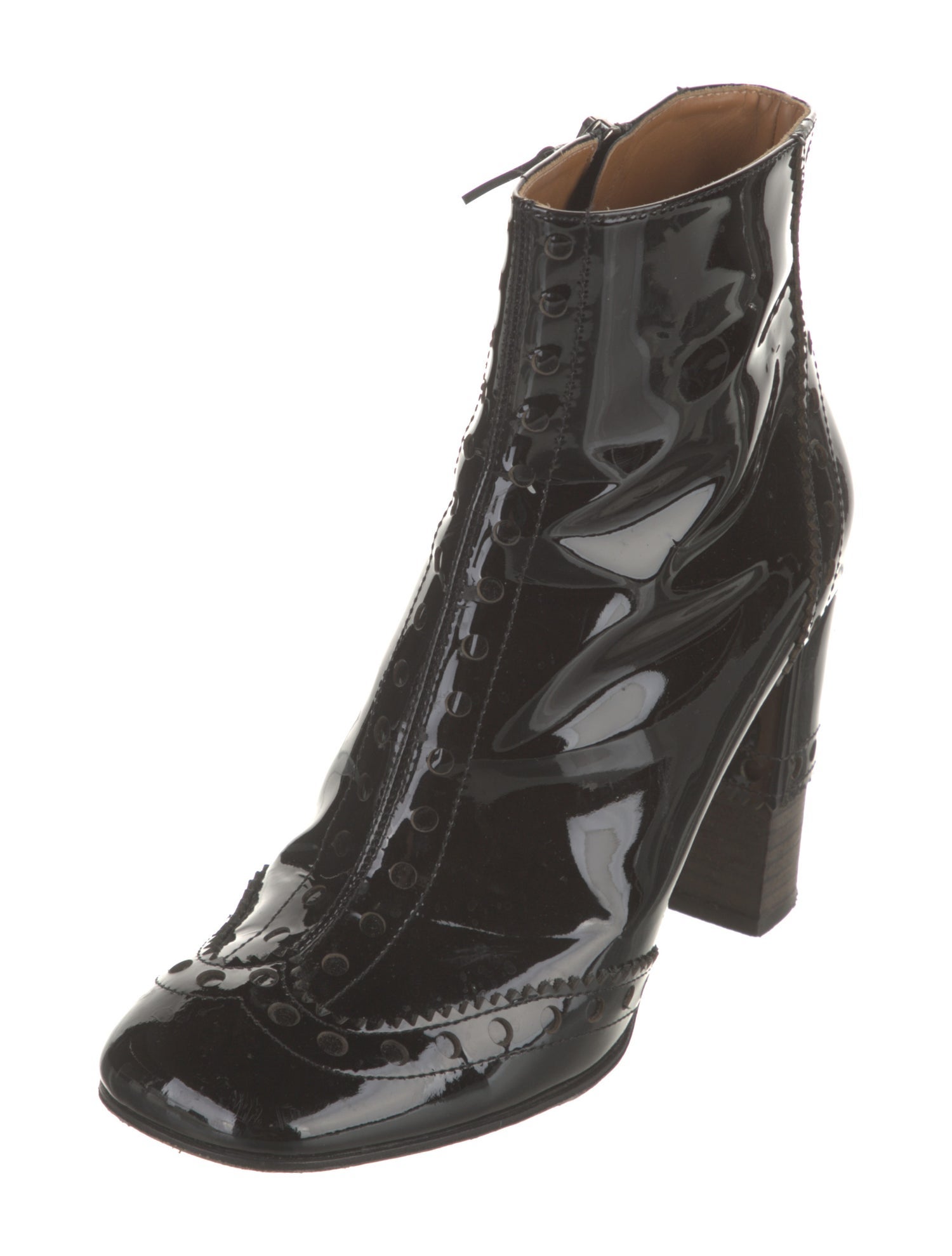 Chloé Patent Leather Lasercut Accents Boots