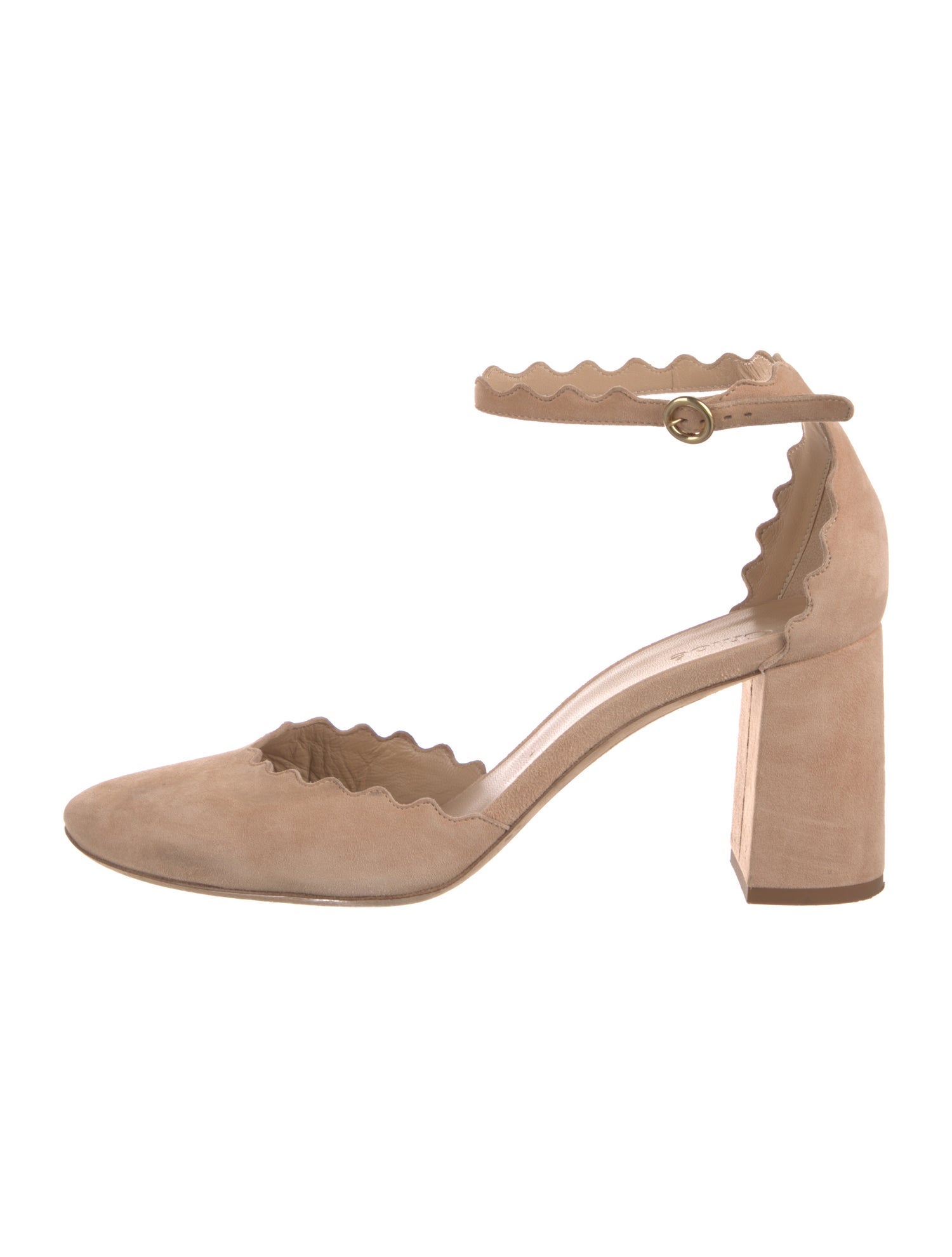 Chloé Suede Scalloped Accent D'Orsay Pumps