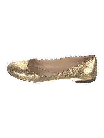 Chloé Leather Scalloped Accent Ballet Flats
