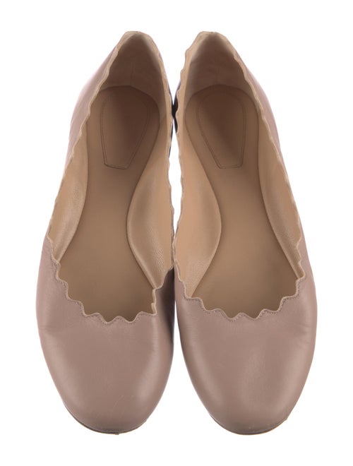 Chloé Leather Scalloped Accent Ballet Flats