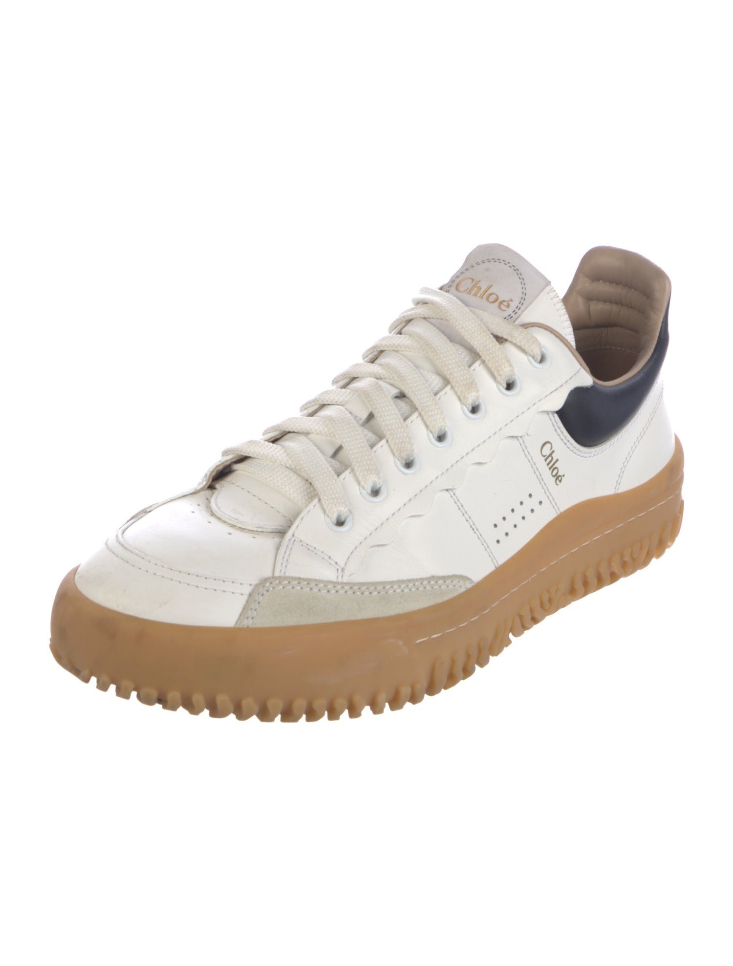 Chloé Leather Scalloped Accent Sneakers