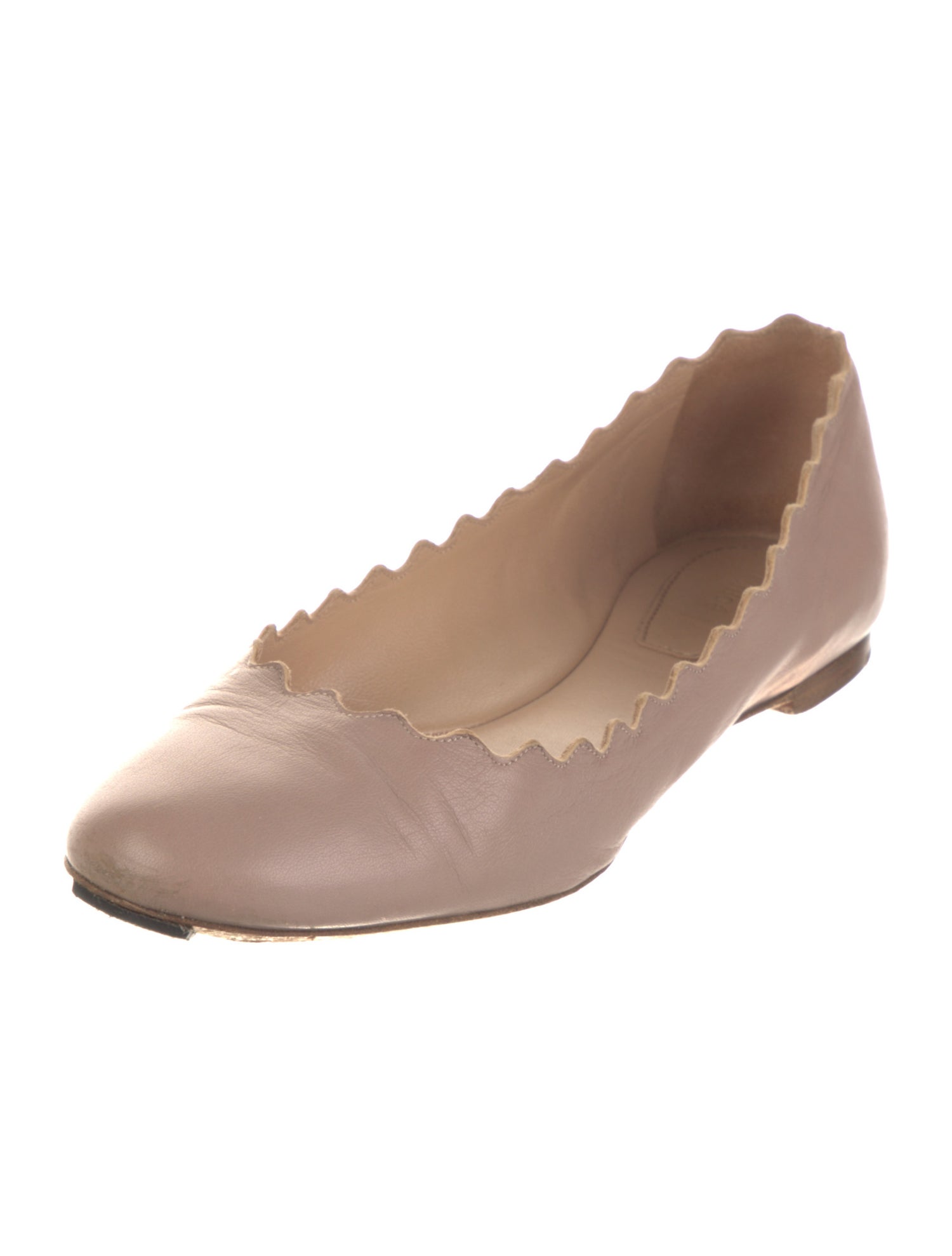 Chloé Leather Scalloped Accent Ballet Flats