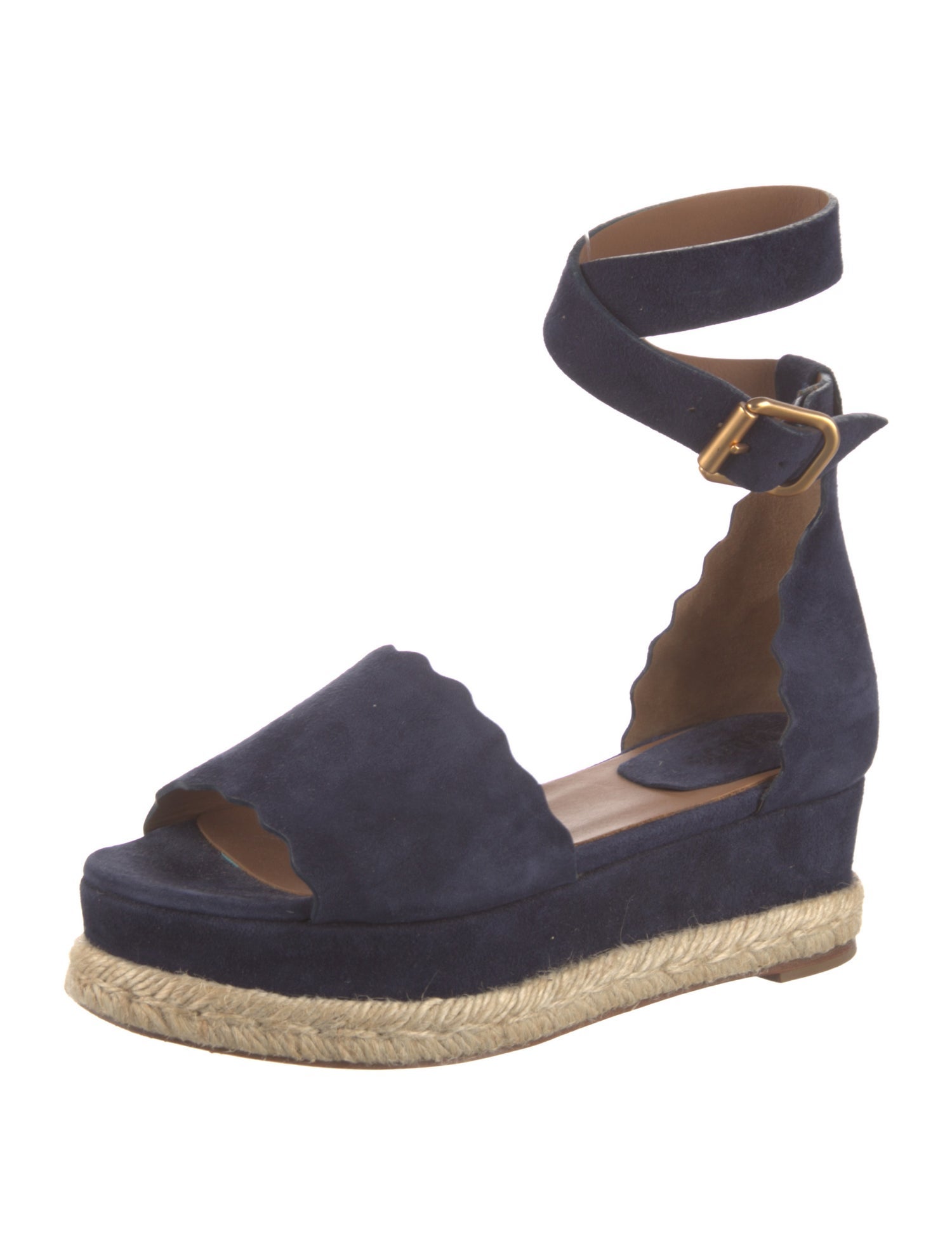 Chloé Suede Scalloped Accent Espadrilles