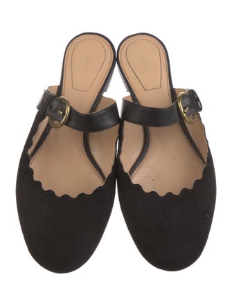 Chloé Suede Scalloped Accent Mules