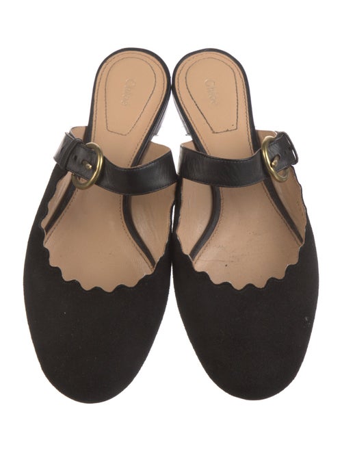 Chloé Suede Scalloped Accent Mules