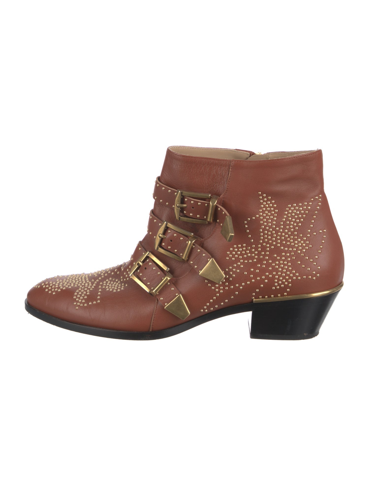 Chloé Leather Studded Accents Western Boots