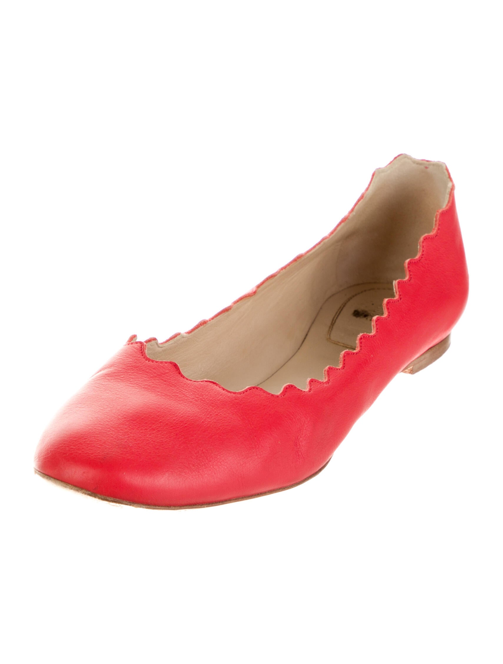 Chloé Leather Scalloped Accent Ballet Flats