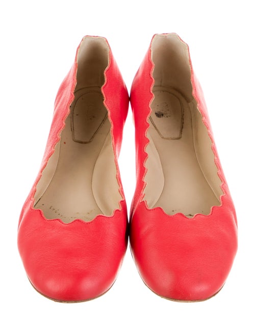 Chloé Leather Scalloped Accent Ballet Flats