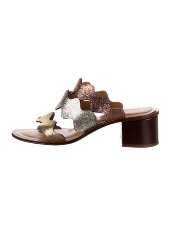 Chloé Leather Scalloped Accent Slides