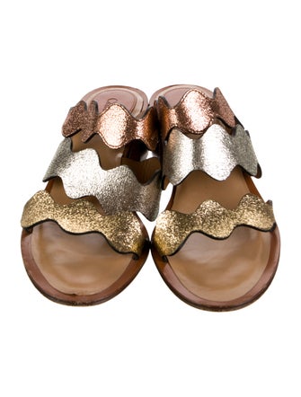 Chloé Leather Scalloped Accent Slides