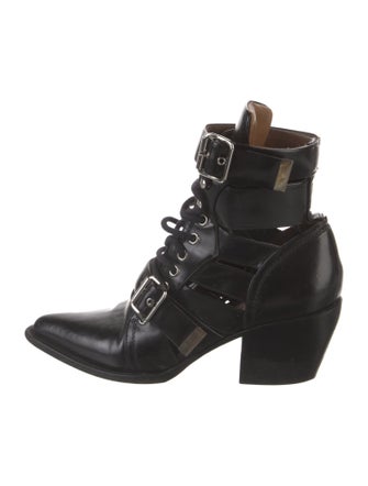 Chloé Leather Cutout Accent Lace-Up Boots