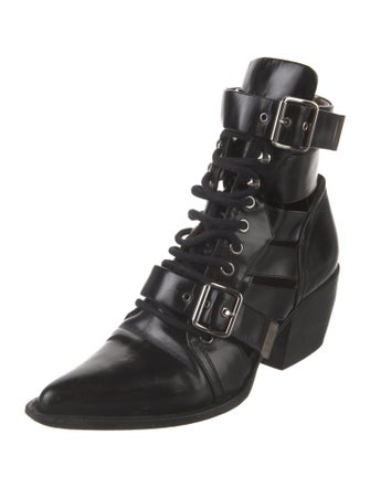Chloé Leather Cutout Accent Lace-Up Boots