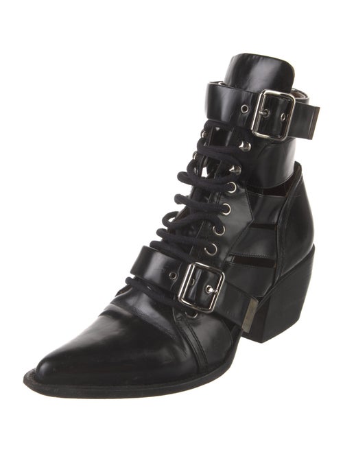Chloé Leather Cutout Accent Lace-Up Boots