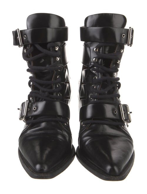 Chloé Leather Cutout Accent Lace-Up Boots