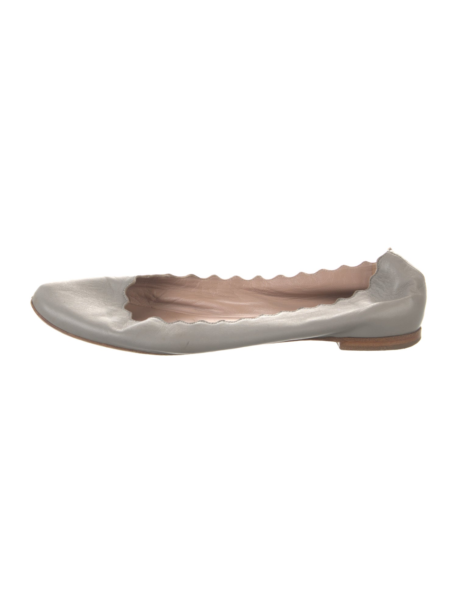Chloé Leather Scalloped Accent Ballet Flats